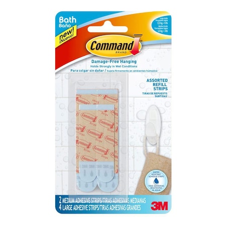 Command Large & Medium Blue Command Bath Assorted Refill Strips BATH22-ES